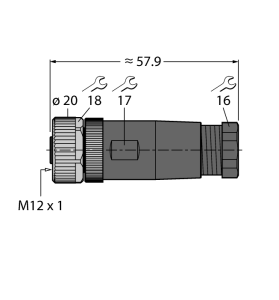 Złącze żeńskie proste M12 5-PIN  BM8151-0 PG9 6604162