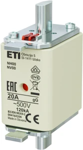 Wkładka topikowa NH00 gG 20A/500V 004182206